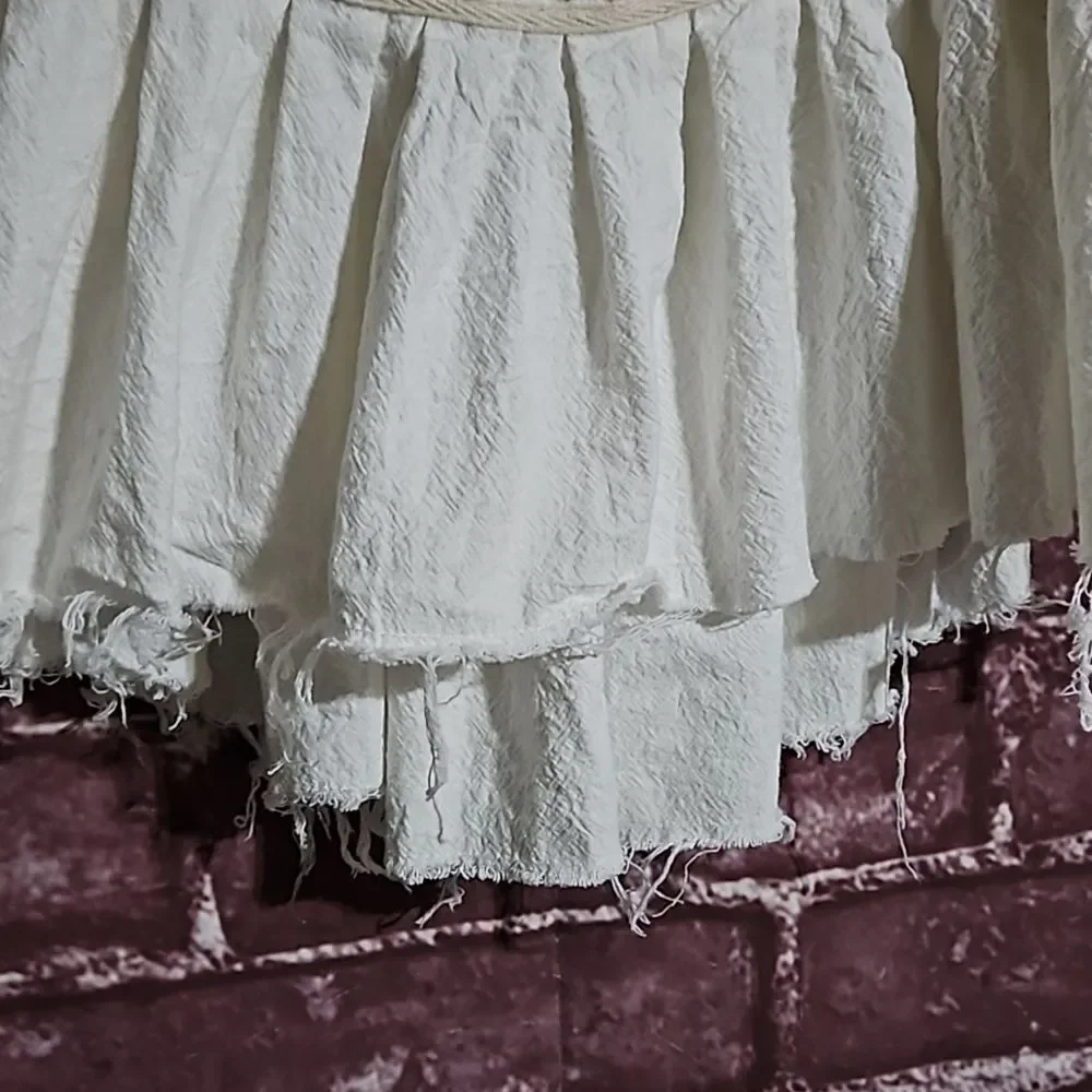 Free People 100% Cotton White Hi-Lo Rouched Bodice 3 Side Ties Crop Top